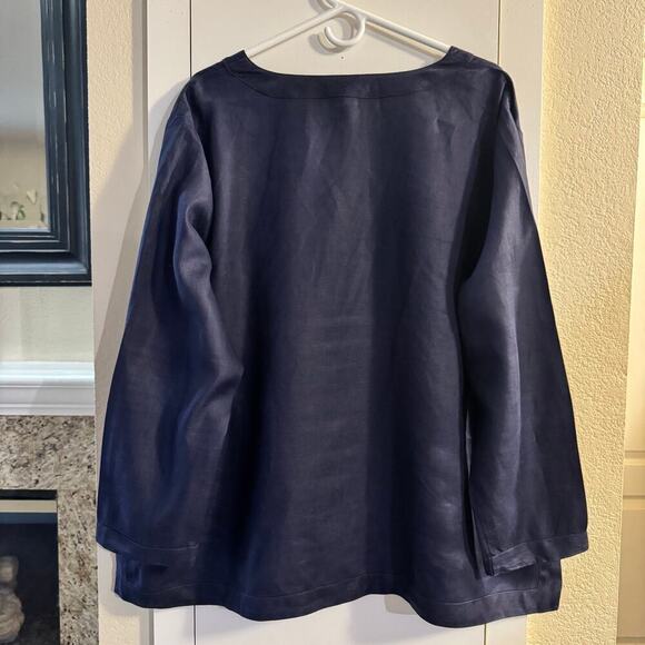 Lauren Ralph Lauren 100% Linen V-neck Women’s Tunic Top Blue Size 2X - Picture 2 of 5